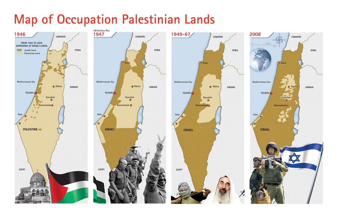 Большая карта оккупации палестинских земель