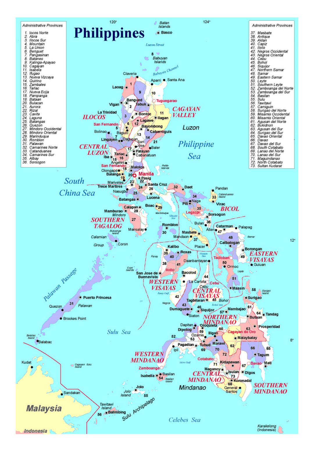 Карта административных делений Филиппин