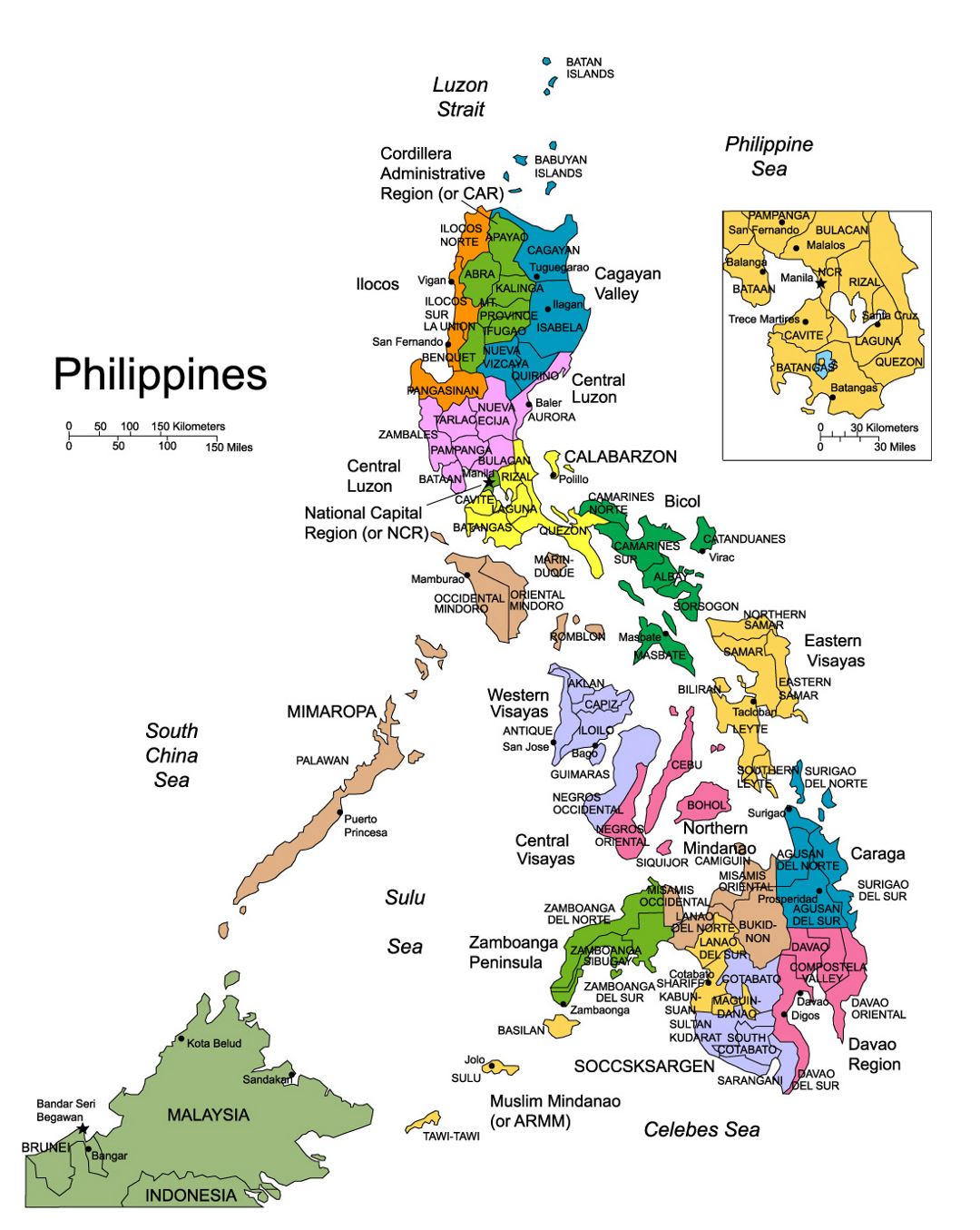 Детальная административная карта Филиппин