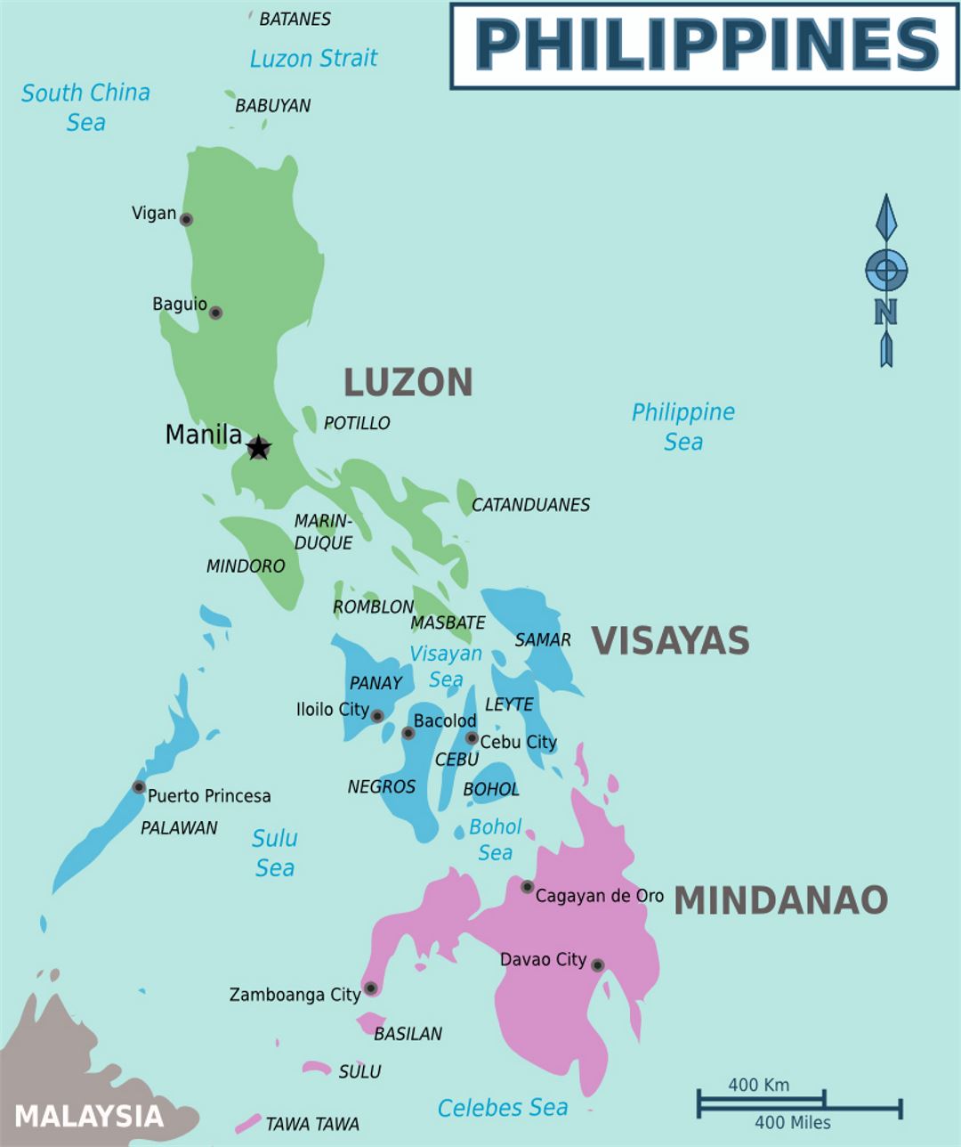Детальная карта регионов Филиппин