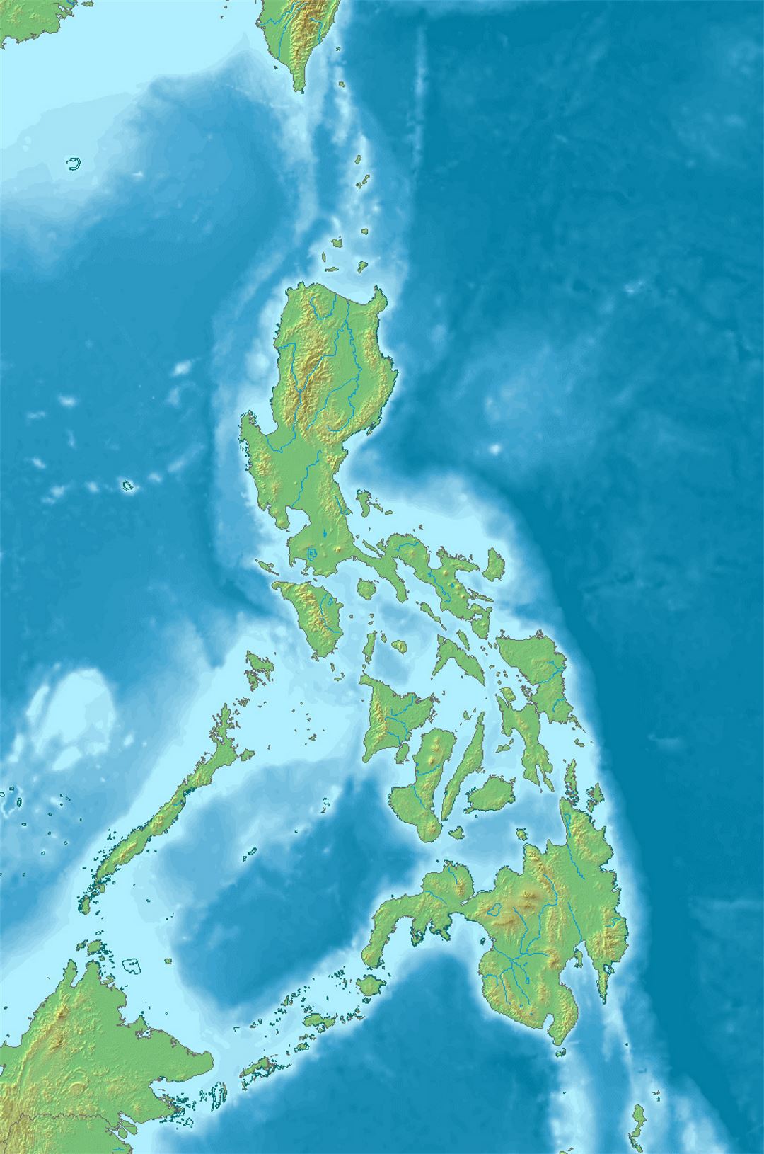 Детальная карта рельефа Филиппин