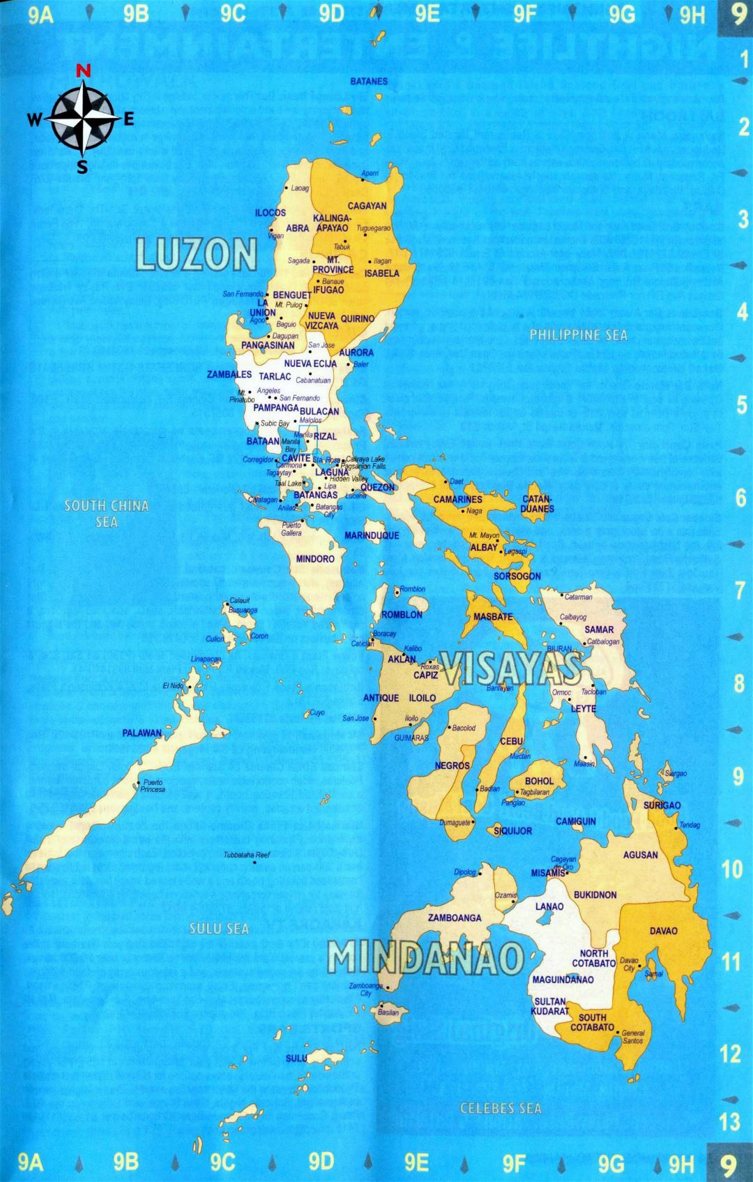 Большая административная карта Филиппин с крупными городами