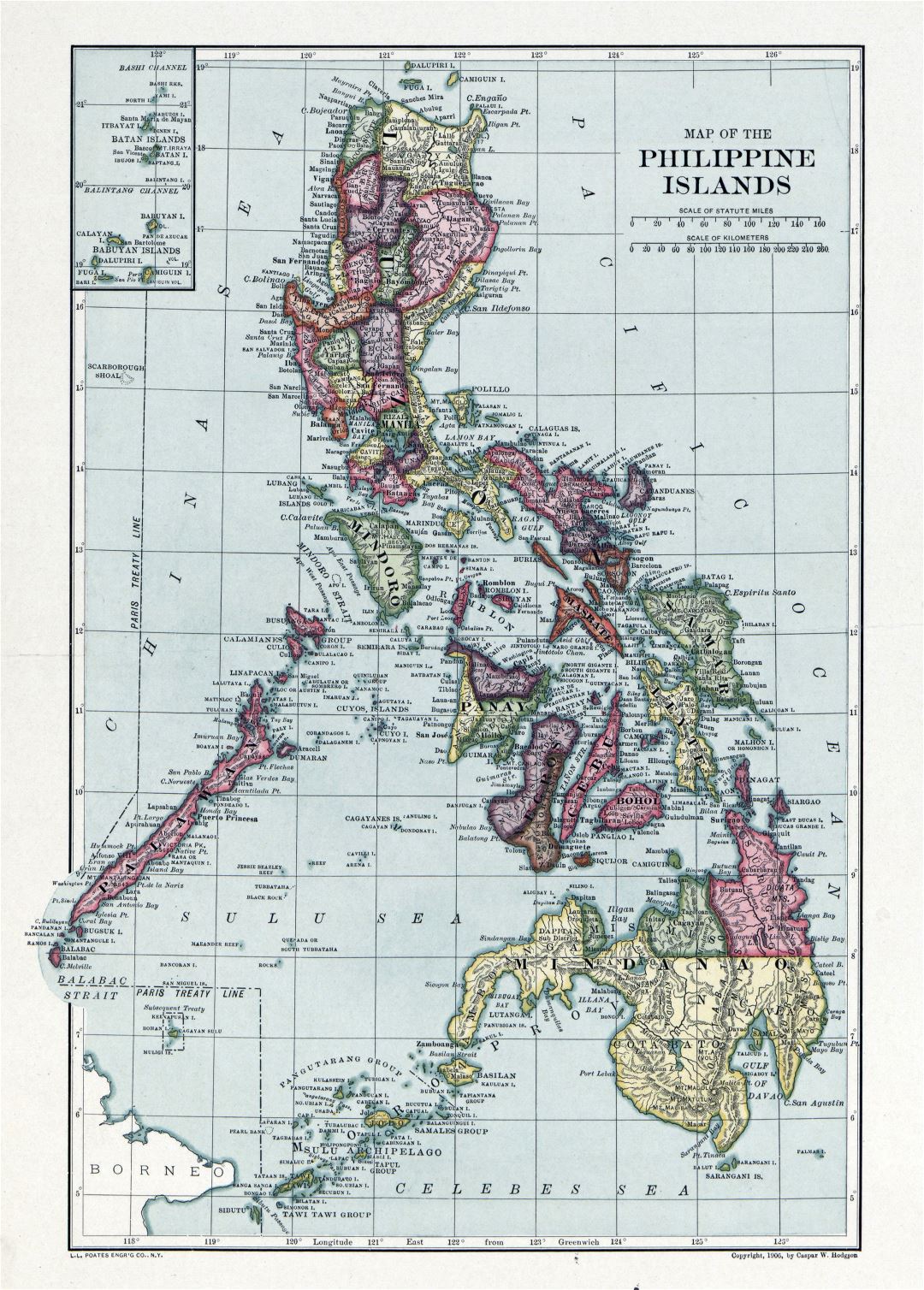 Большая детальная старая карта Филиппинских островов - 1906