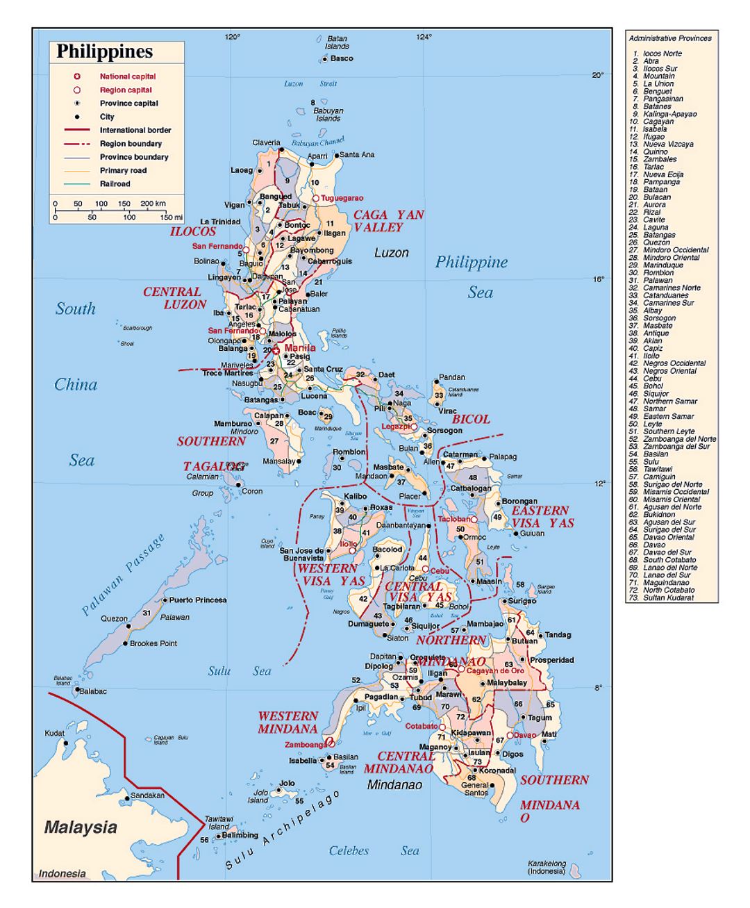 Карта политическая и административных делений Филиппин