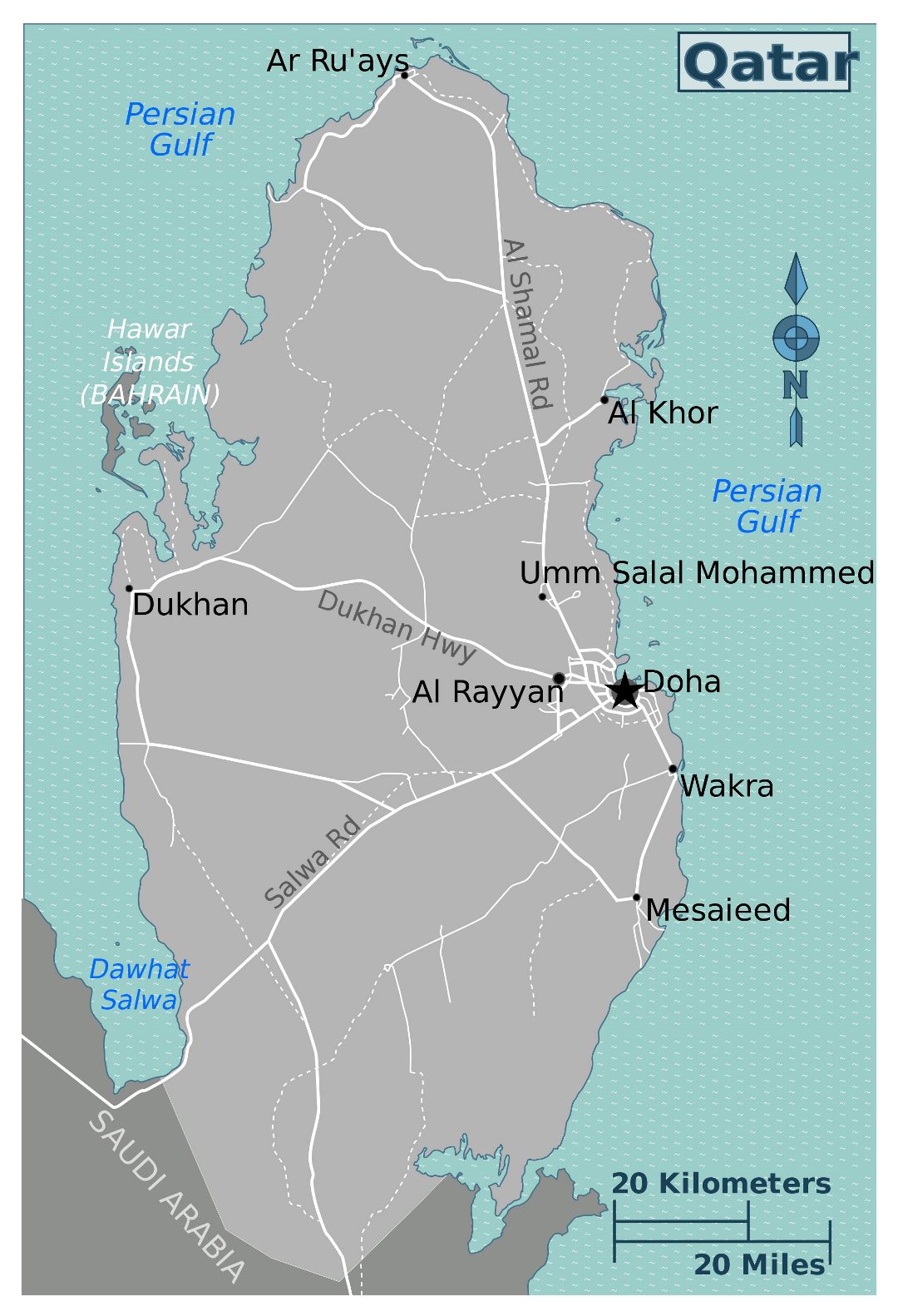 Большая детальная карта Катара