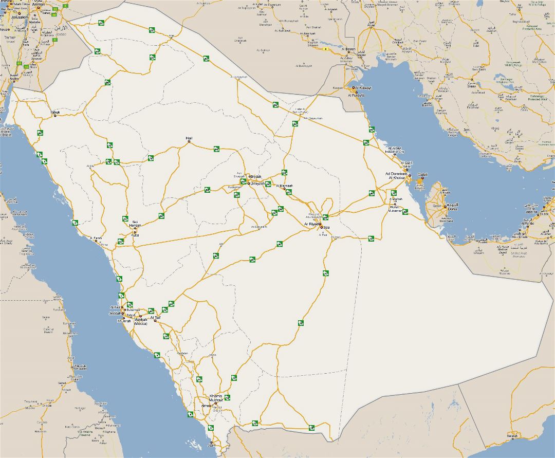Большая детальная карта дорог Саудовской Аравии