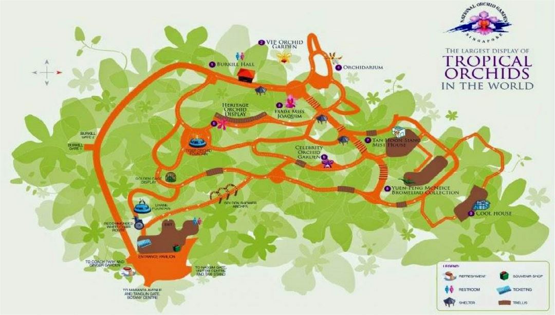 Детальная карта ботанического сада Сингапура
