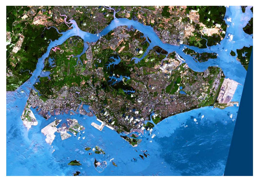 Детальная спутниковая карта Сингапура