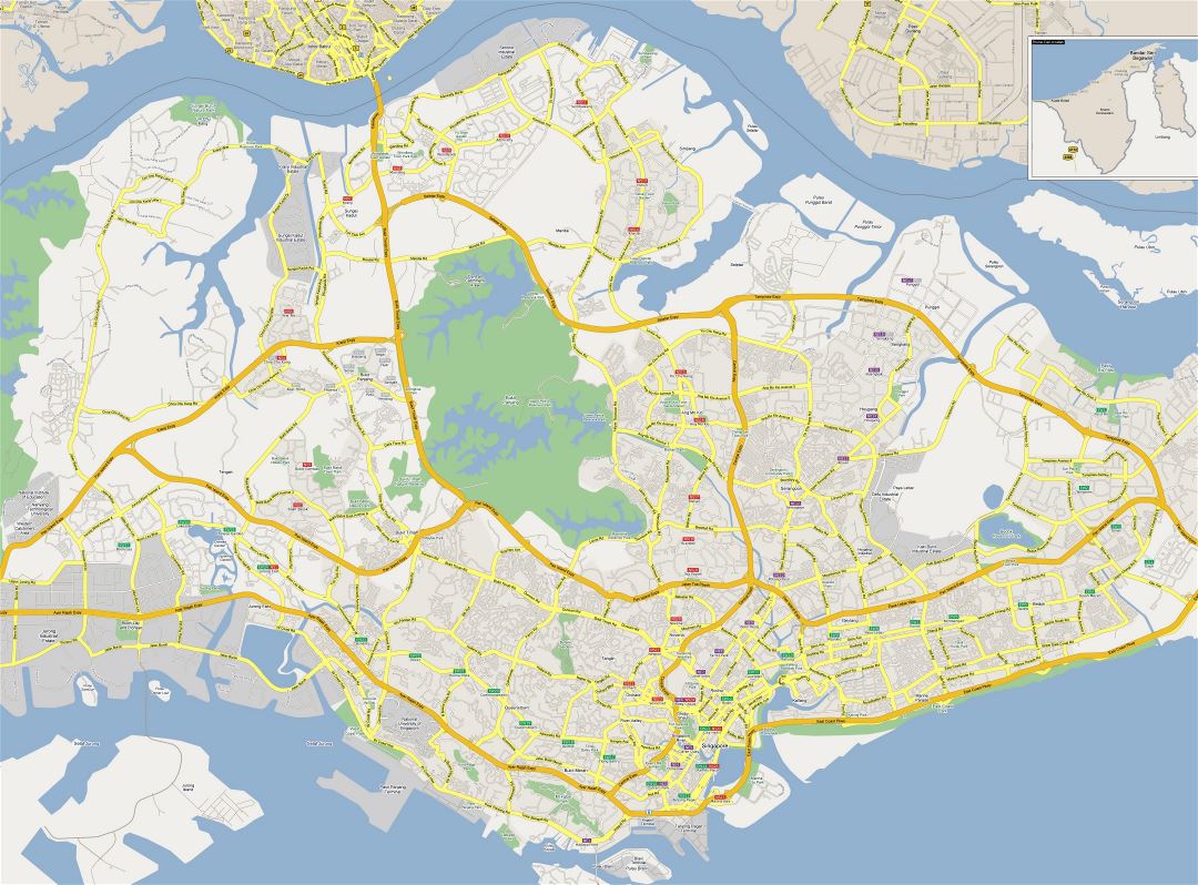 Большая карта дорог Сингапура