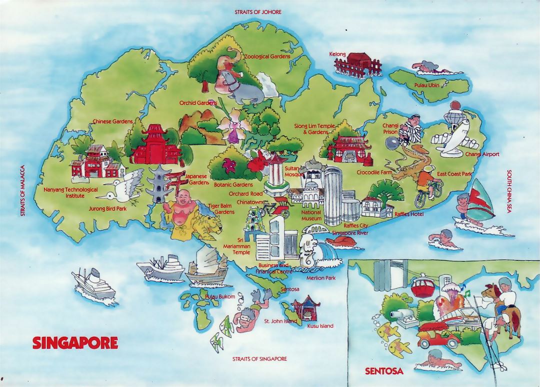 Туристическая иллюстрированная карта Сингапура