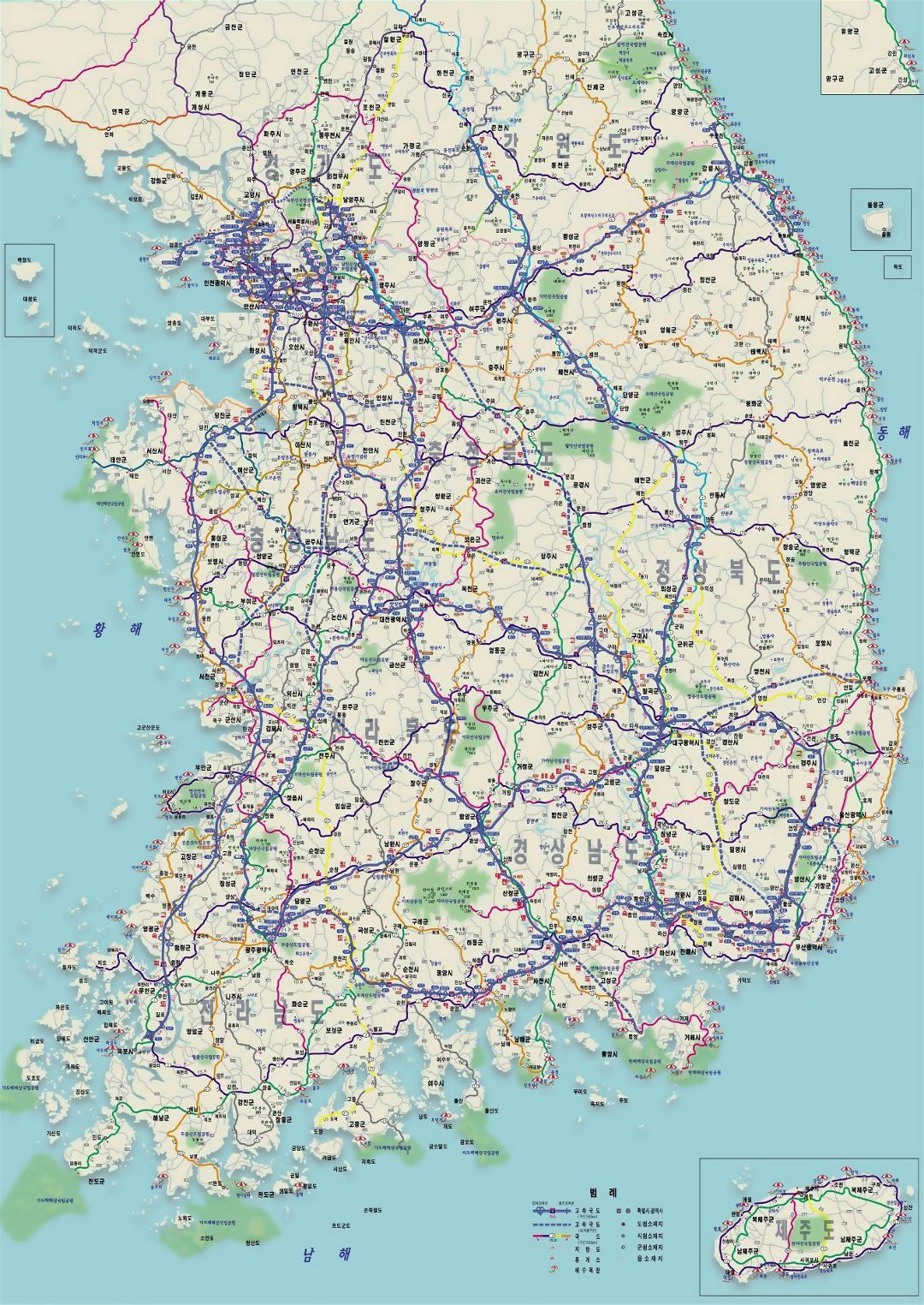 Детальная карта дорог Южной Кореи