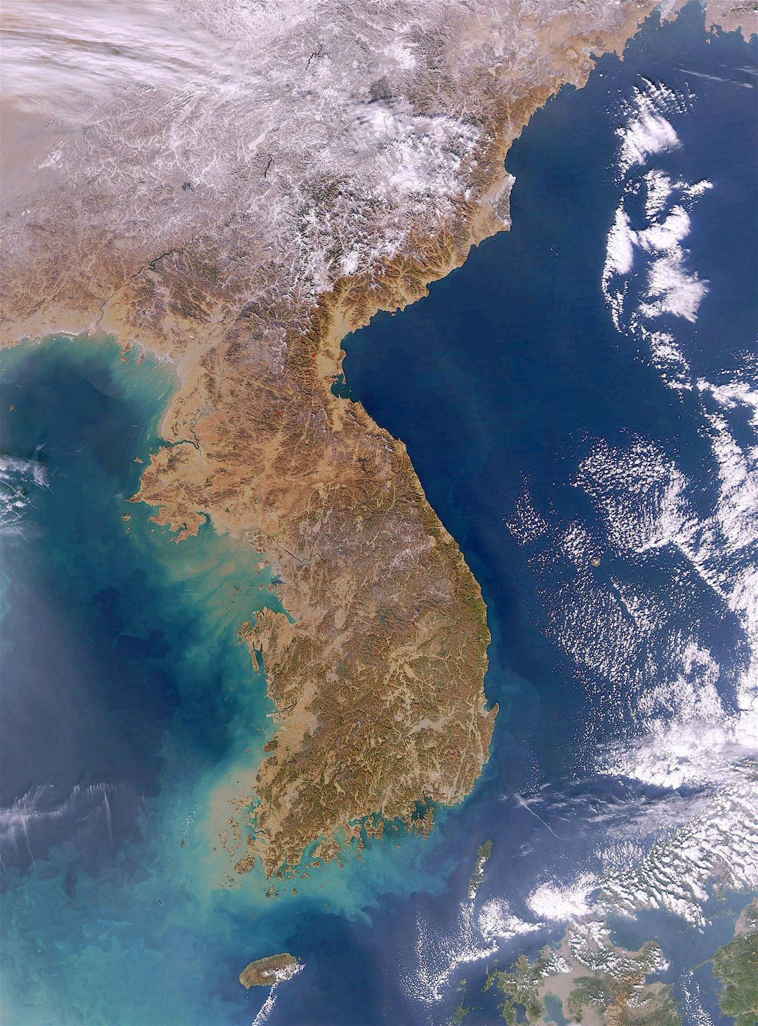 Большая спутниковая карта Корейского полуострова