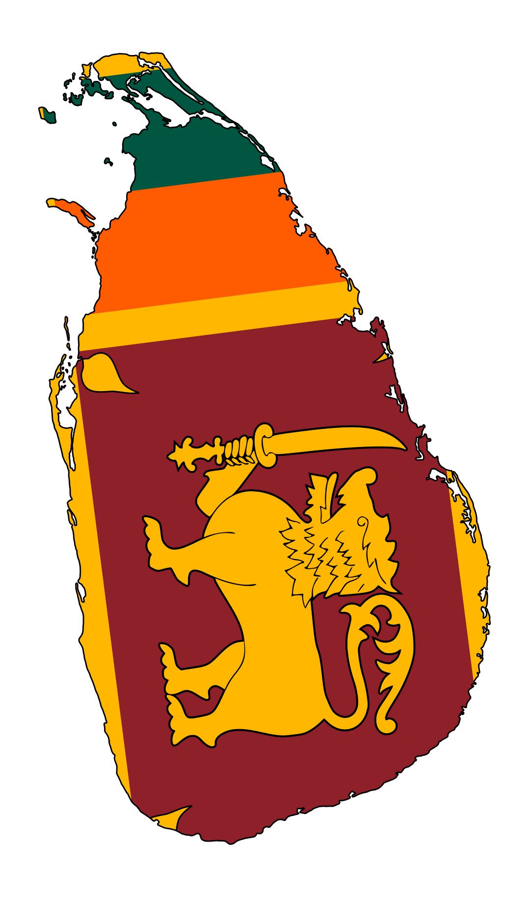 Большая карта флаг Шри-Ланки