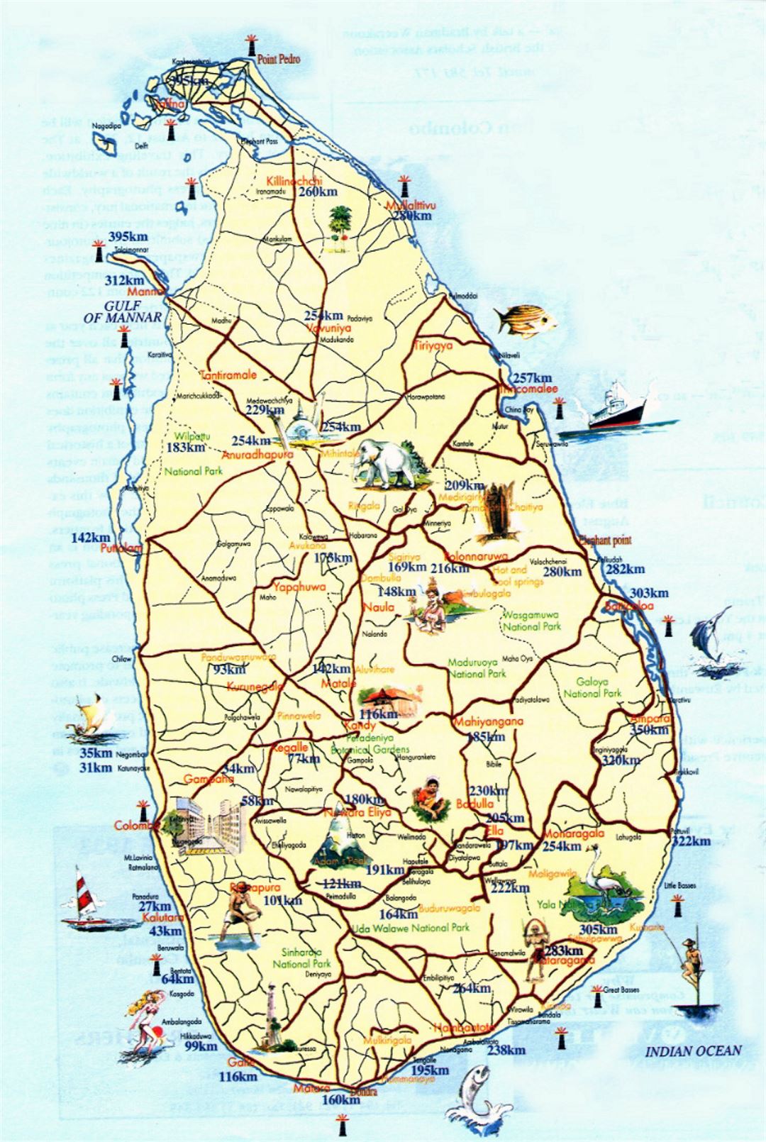 Туристическая карта Шри-Ланки