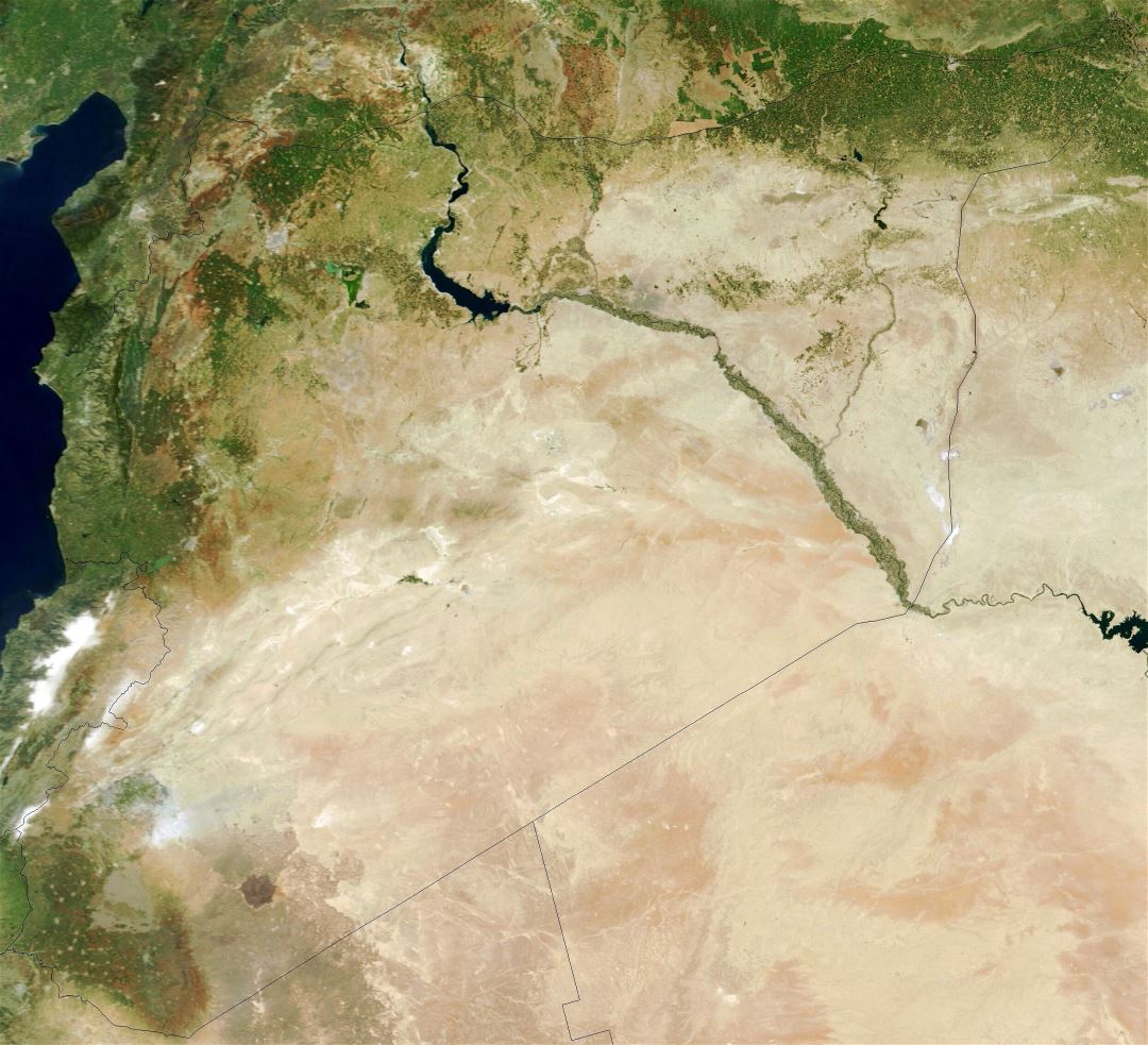 Большая детальная спутниковая карта Сирии