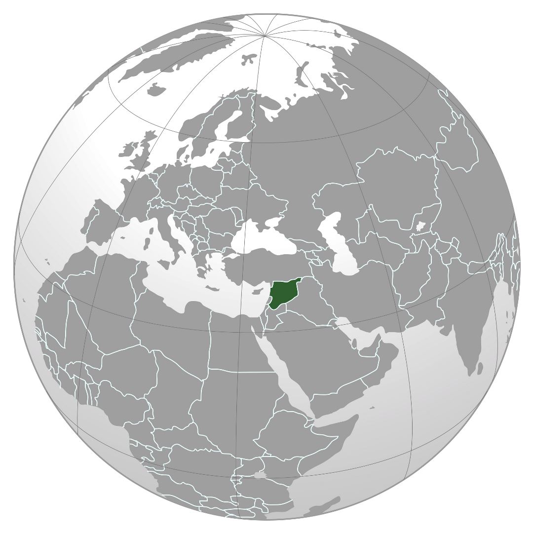 Большая карта расположения Сирии