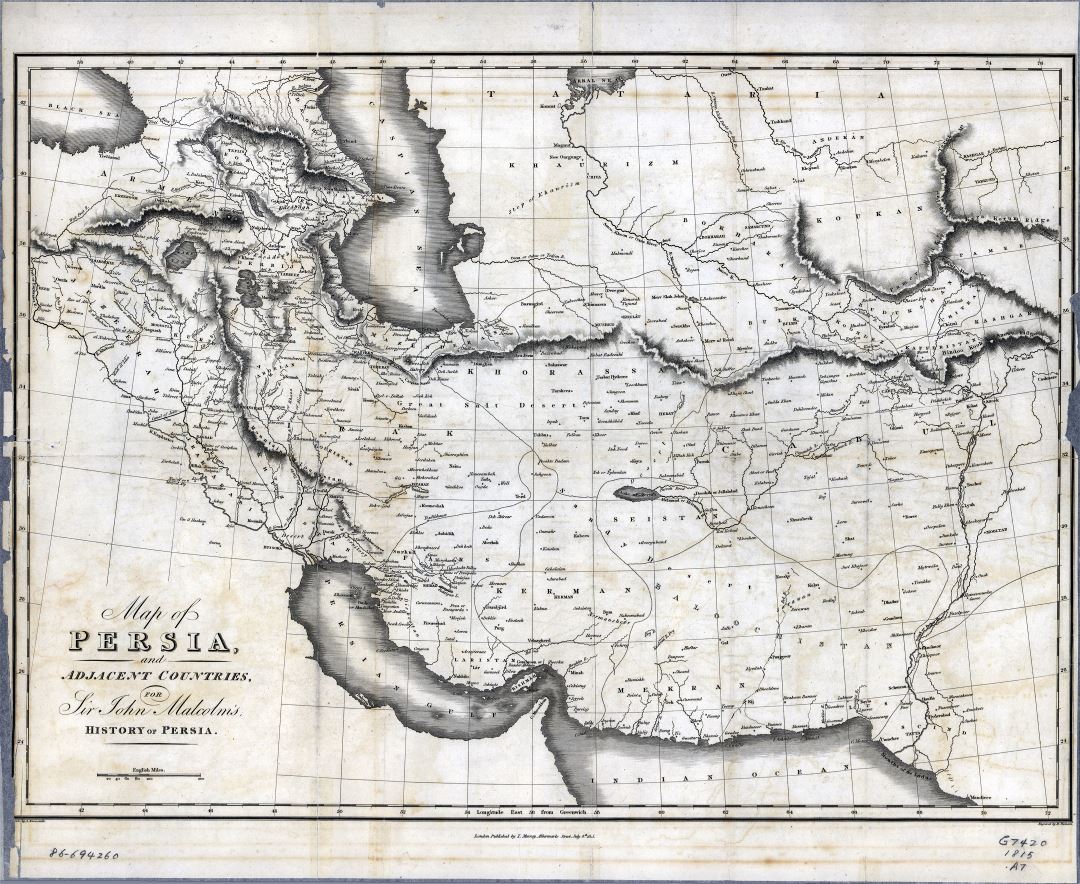 Крупномасштабная старая карта Персии и соседних стран - 1815