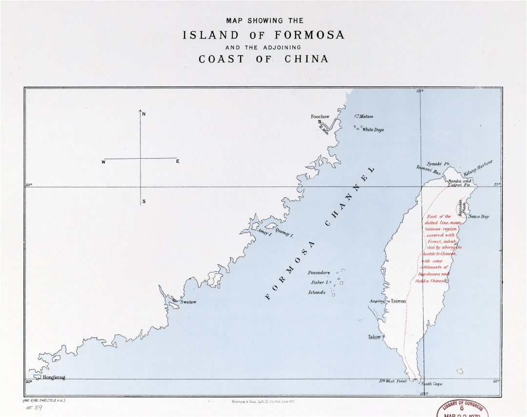 Большая детальная карта острова Формоза и прилегающим побережьем Китая - 1978