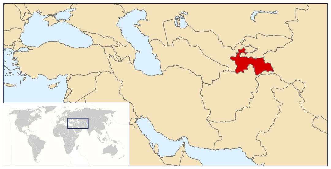Детальная карта расположения Таджикистана