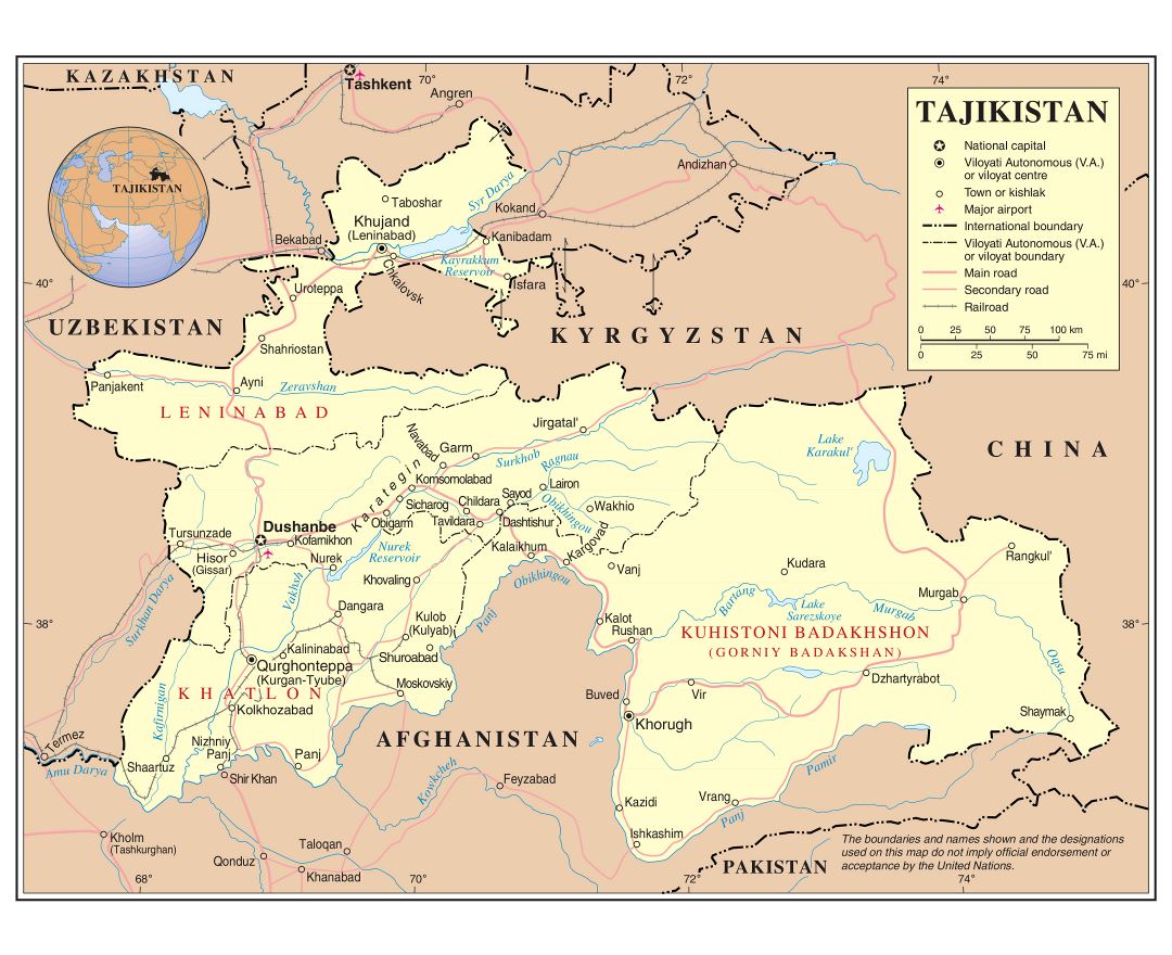 Карты Таджикистана | Коллекция карт Таджикистана | Азия | Maps of the World  | Карты всех регионов, стран и территорий Мира