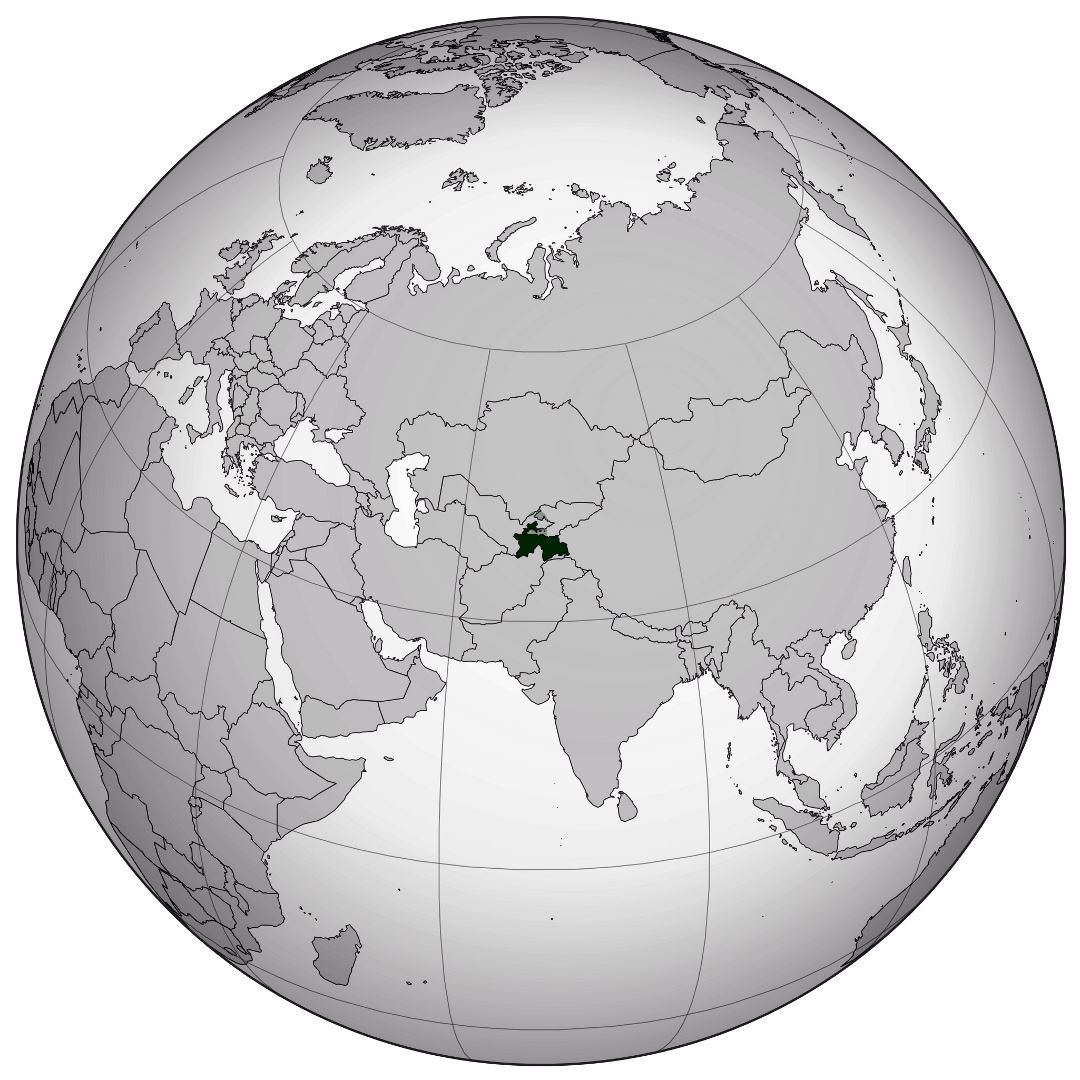Большая карта расположения Таджикистана
