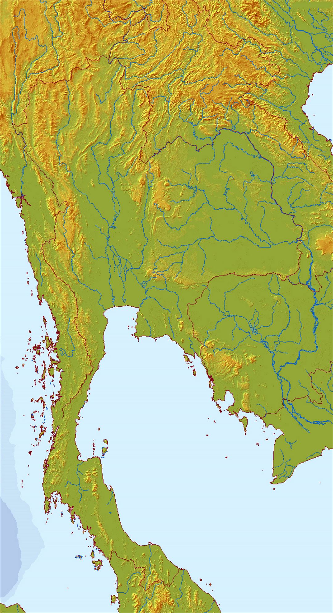 Карта рельефа Таиланда