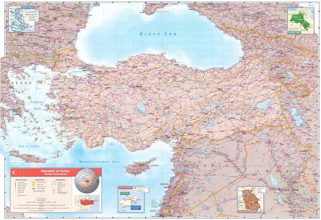 Крупномасштабная карта-профиль страны Турции - 2002