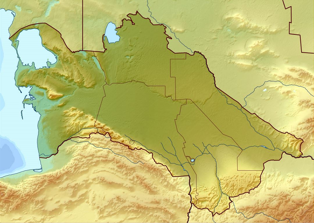 Детальная карта рельефа Туркменистана