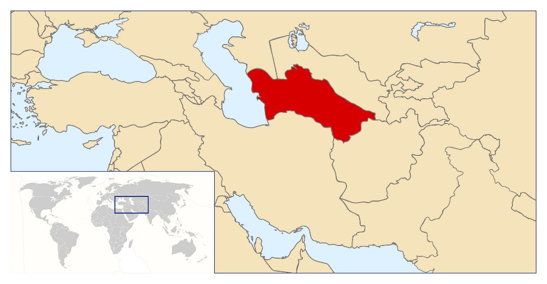 Большая карта расположения Туркменистана