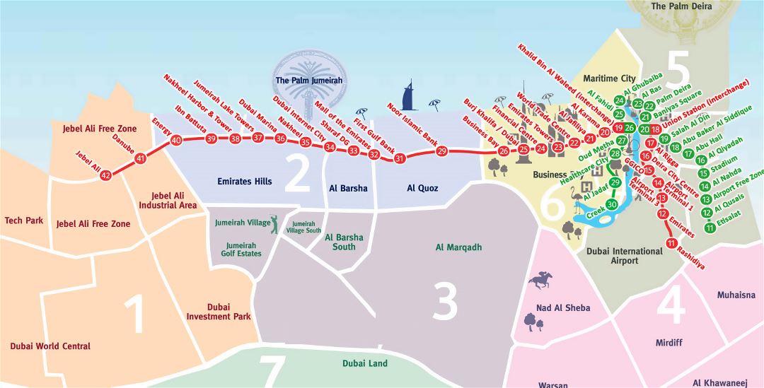 Большая карта метро Дубая