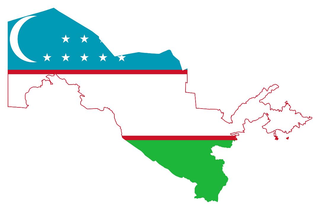 Большая карта флаг Узбекистана