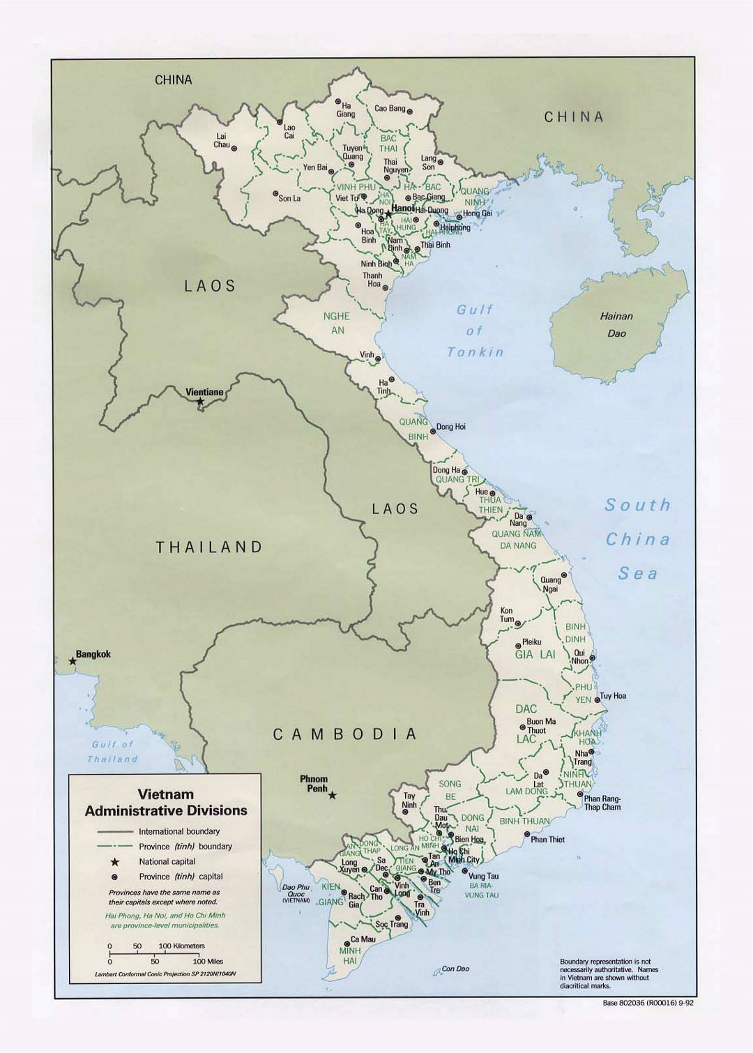 Детальная карта административных делений Вьетнама - 1992