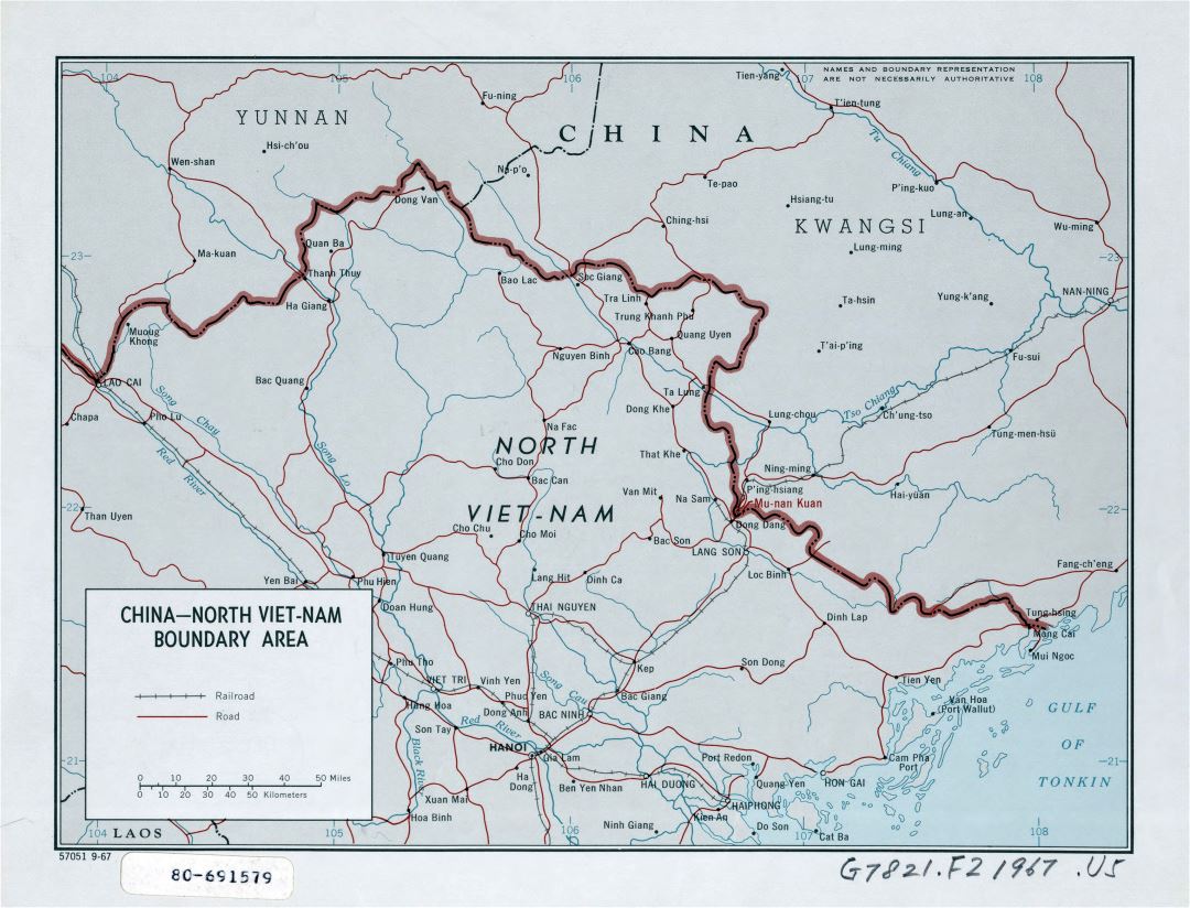Большая детальная карта порганичной зоны Китая и Северного Вьетнама - 1967
