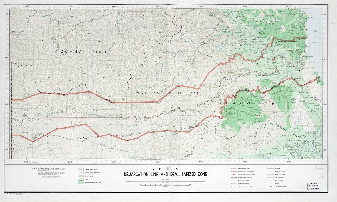 Большая детальная карта демаркационной линии и демилитаризованной зоны Вьетнама - 1966