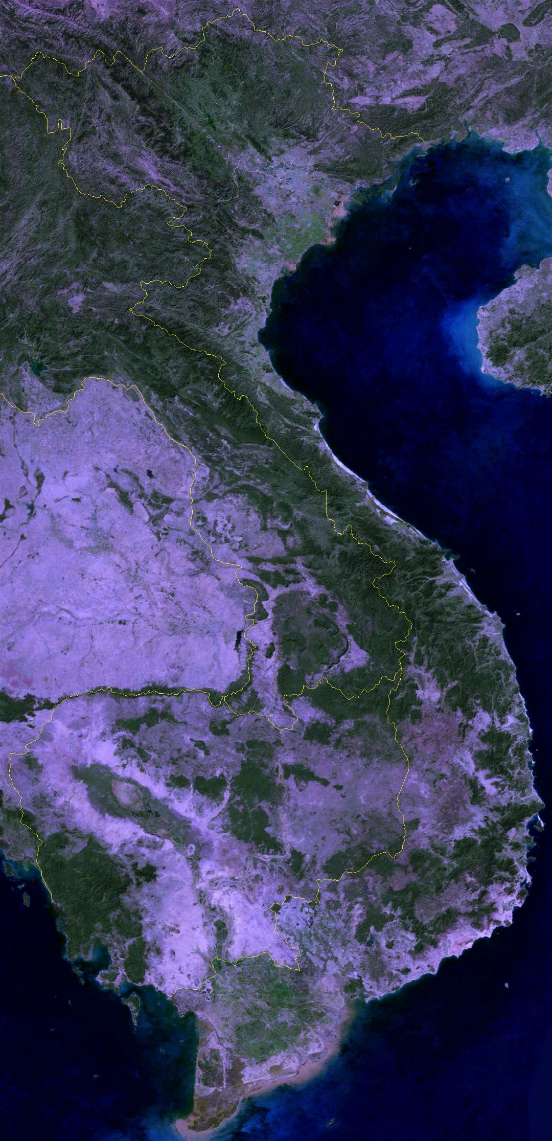 Большая спутниковая карта Вьетнама