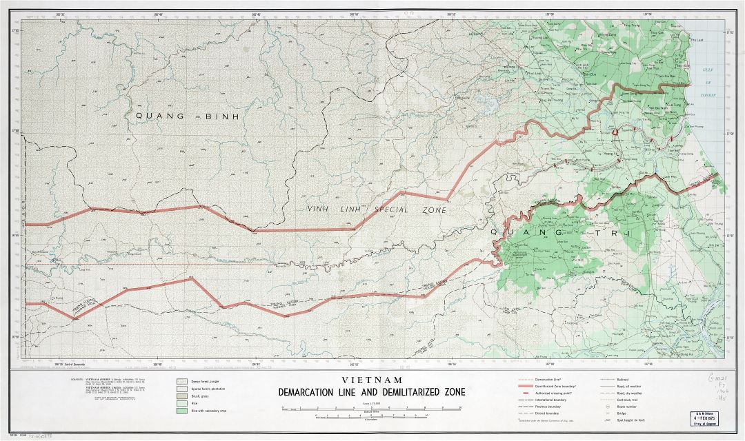 Крупномасштабная детальная карта демаркационной линии и демилитаризованной зоны Вьетнама - 1966