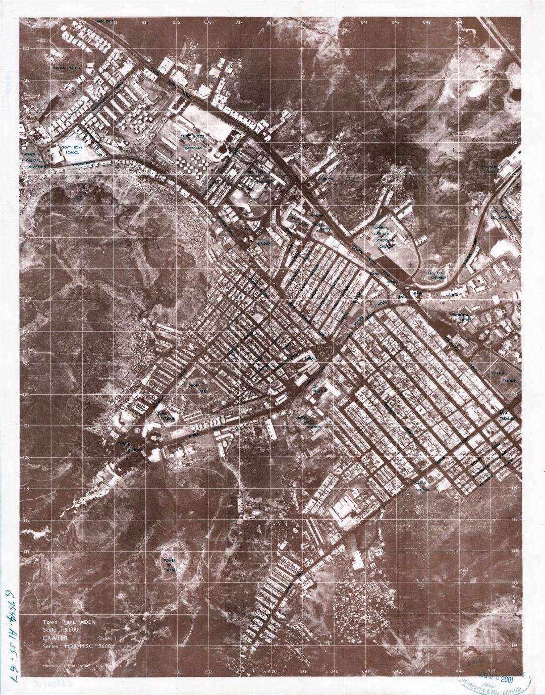 Большая детальная карта Адена - 1964