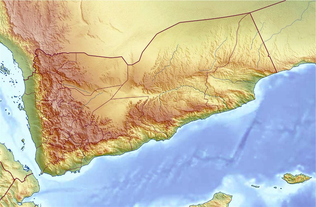 Большая карта рельефа Йемена