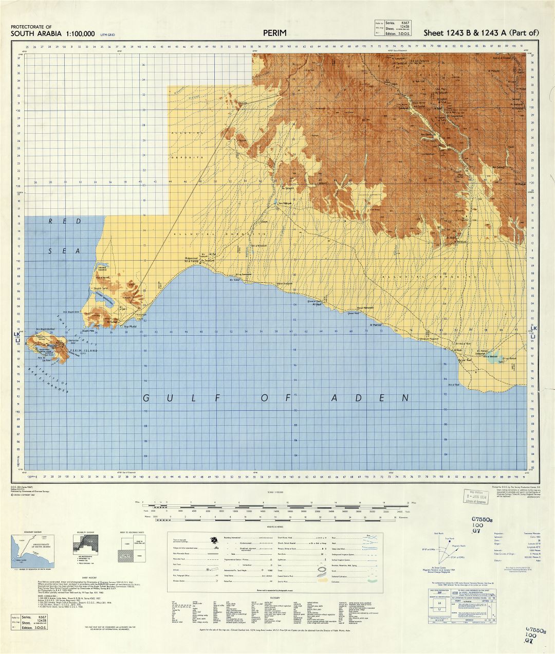 Крупномасштабная детальная карта протектората Адена - 1958