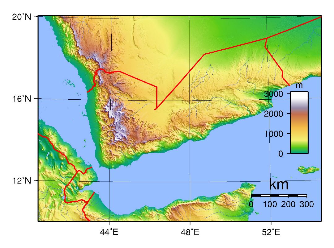 Большая топографическая карта Йемена