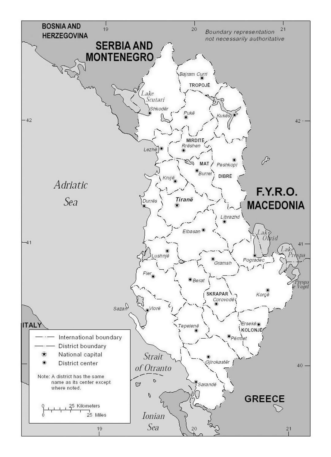 Карта административного деления Албании