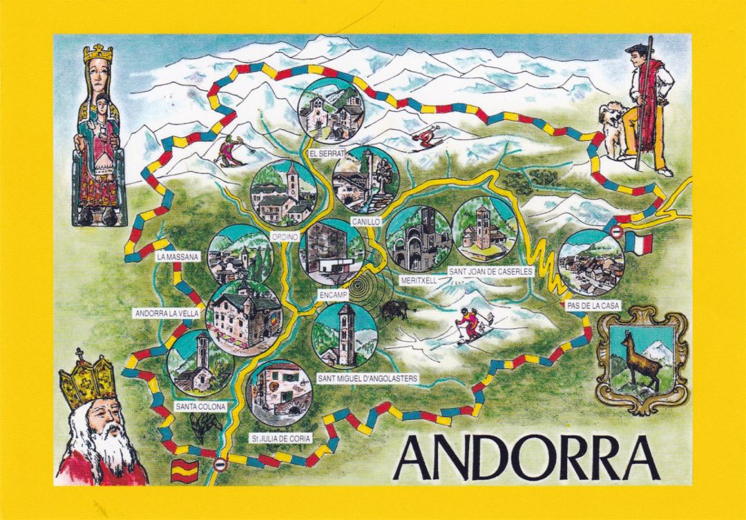 Большая иллюстрированная туристическая карта Андорры