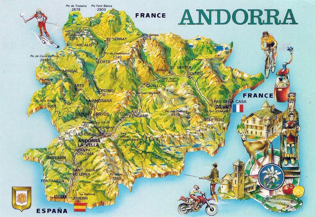 Подробная туристическая карта Андорры