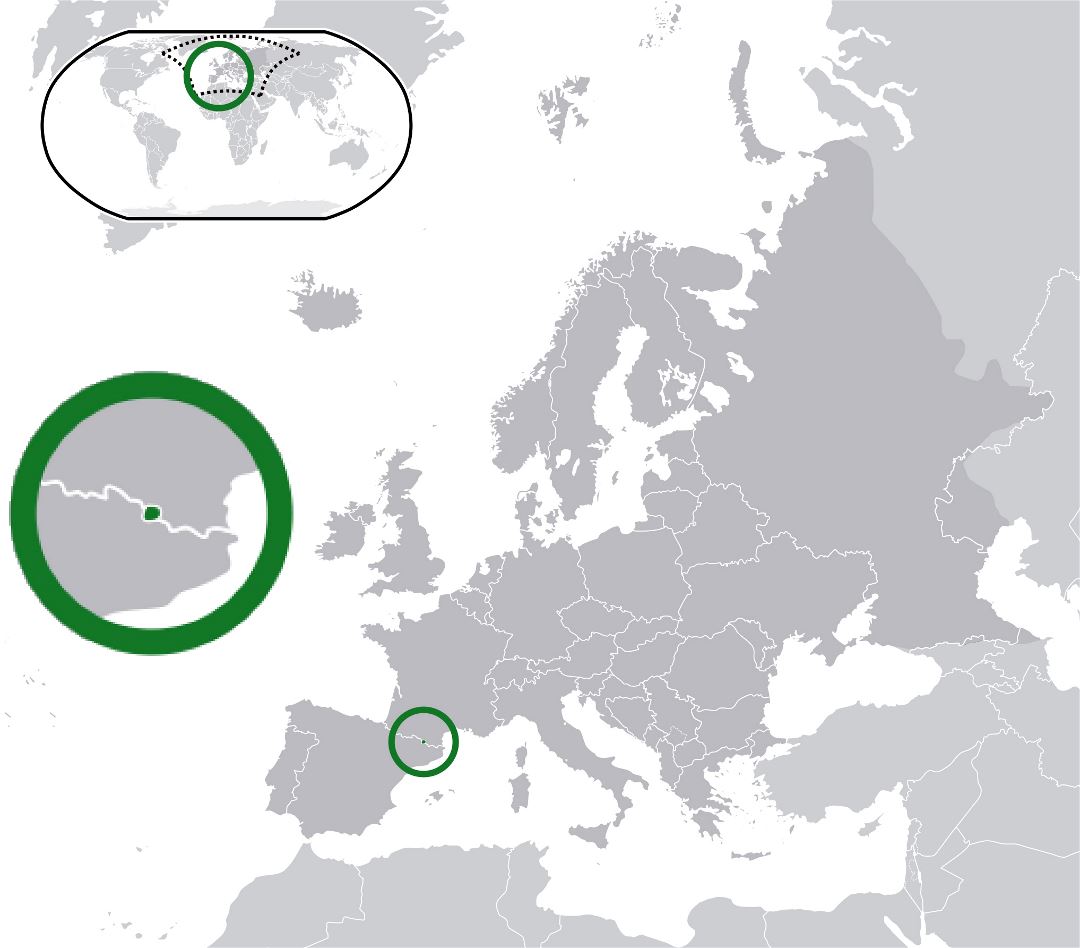 Большая карта месторасположения Андорры