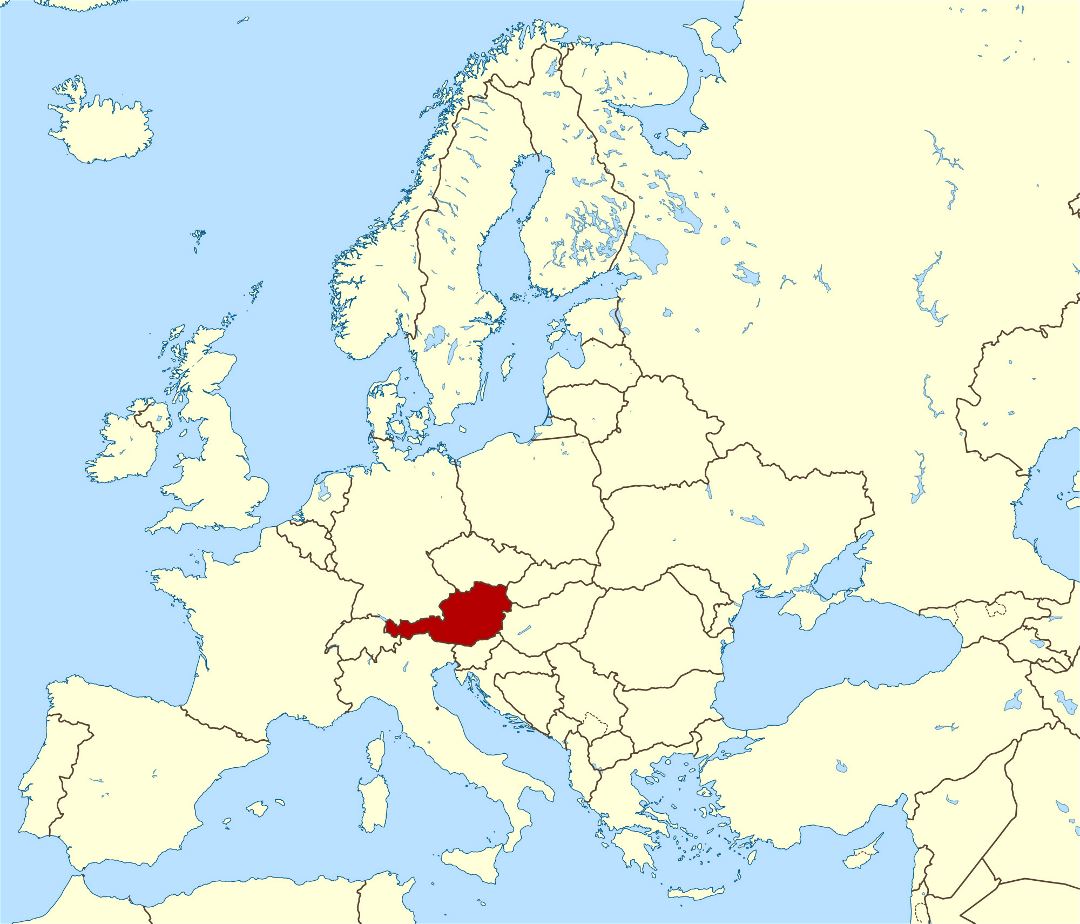 Большая карта месторасположения Австрии