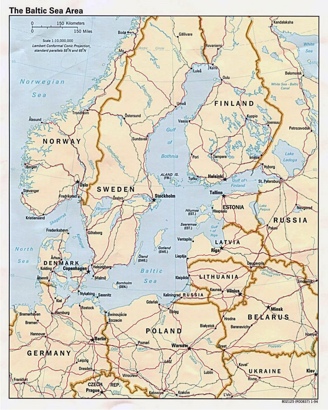 Большая политическая карта бассейна Балтийского моря - 1994