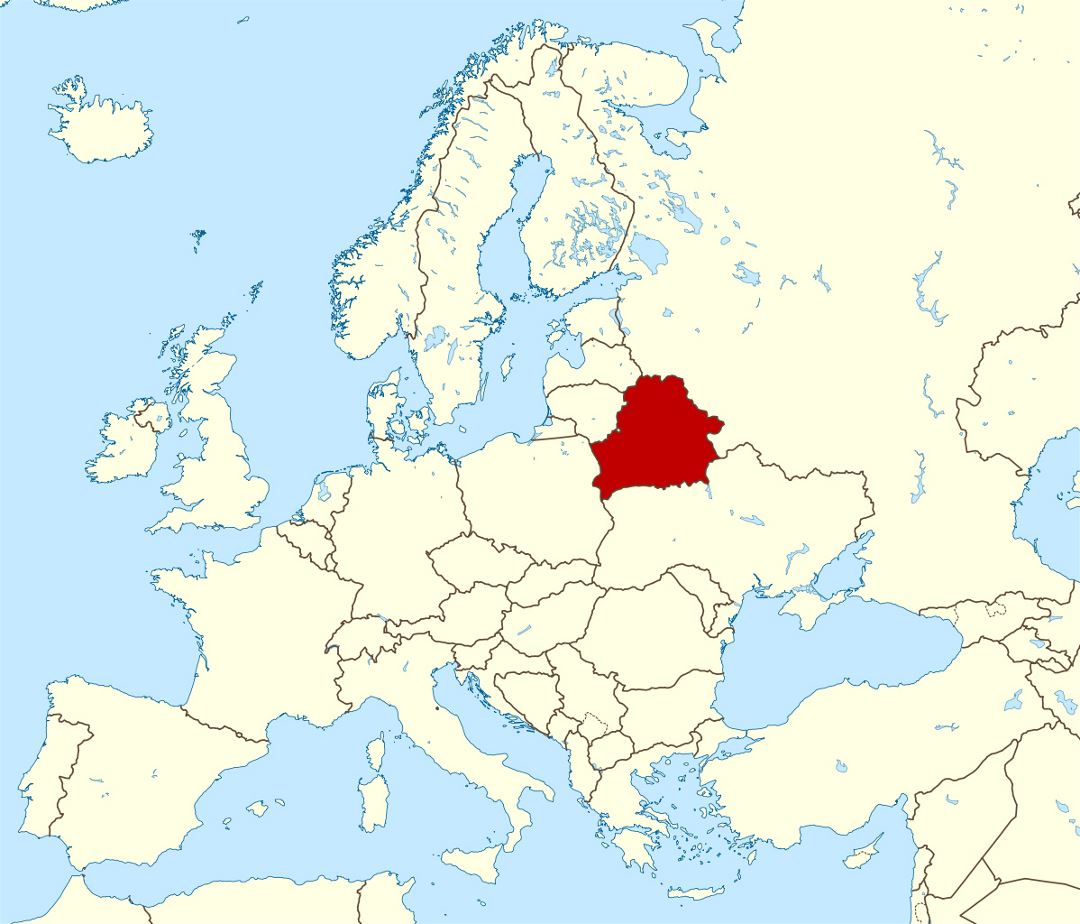 Большая карта месторасположения Беларуси