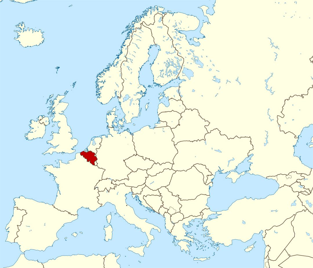 Большая карта месторасположения Бельгии