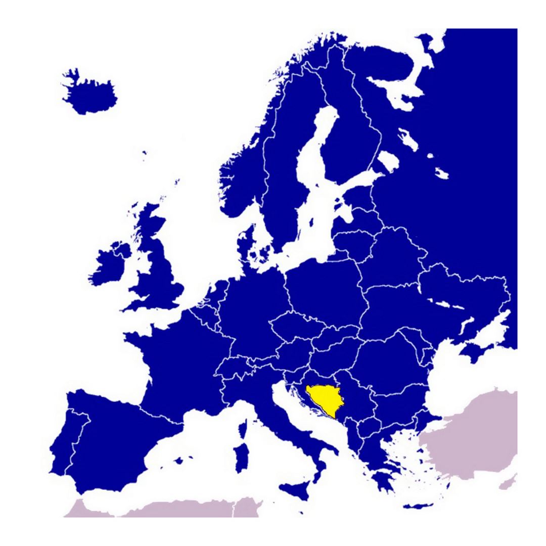 Босния и Герцеговина на карте Европы