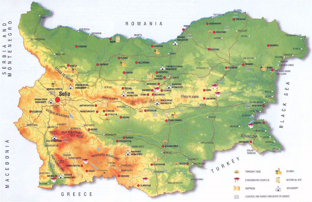 Большая карта истории культуры Болгарии